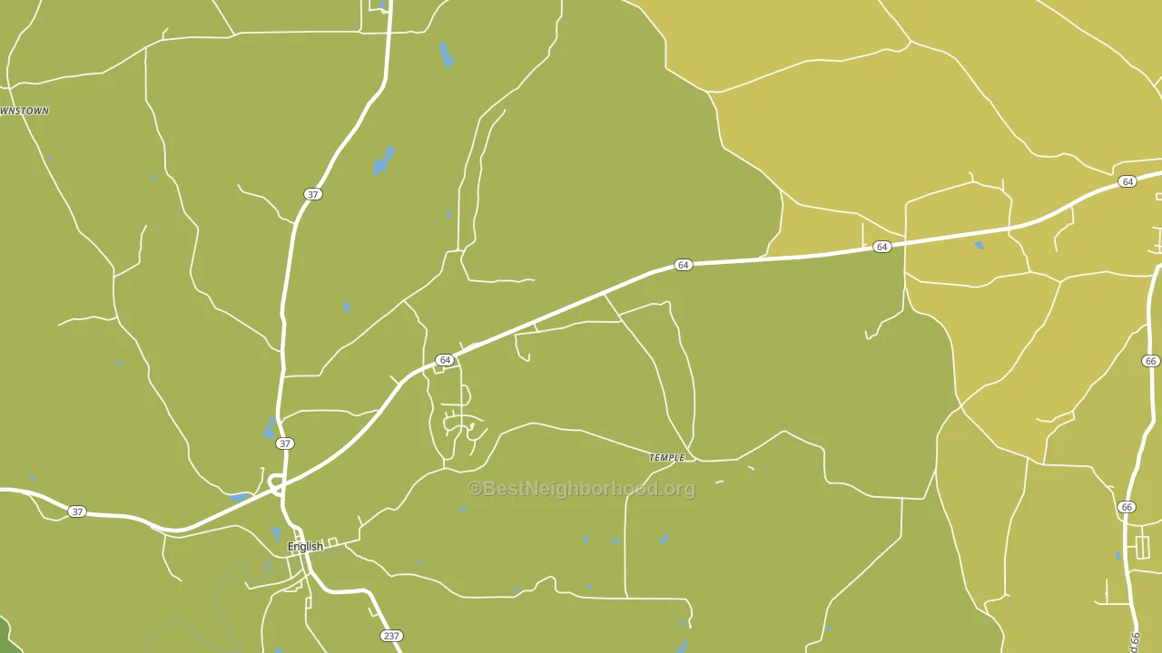 Temple, IN block-group voter-turnout map