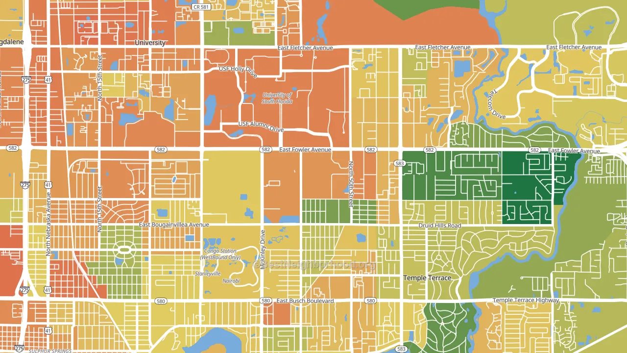 Temple Park, Tampa, FL block-group voter-turnout map