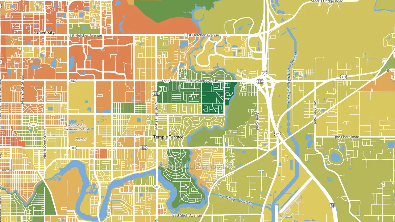 Temple Terrace, FL block-group voter-turnout map