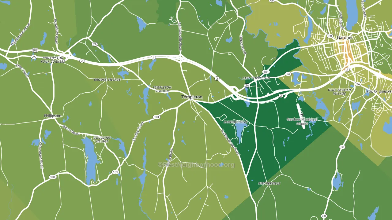 Templeton, MA block-group voter-turnout map
