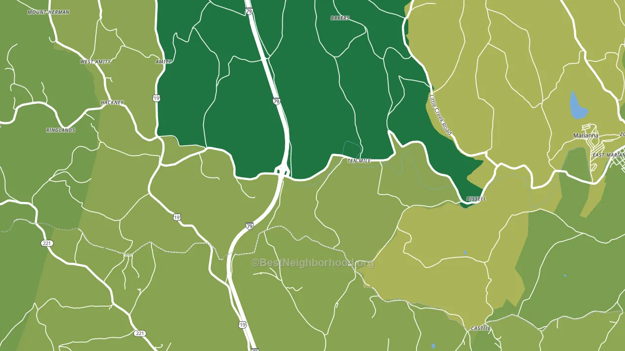 Ten Mile, PA block-group voter-turnout map