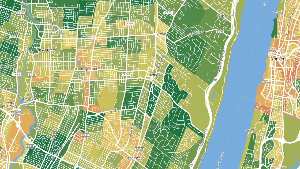 Tenafly, NJ block-group voter-turnout map