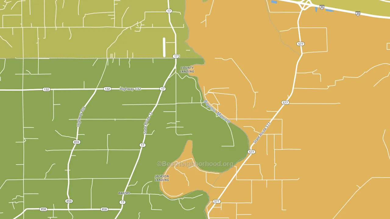 Tendal, LA block-group voter-turnout map