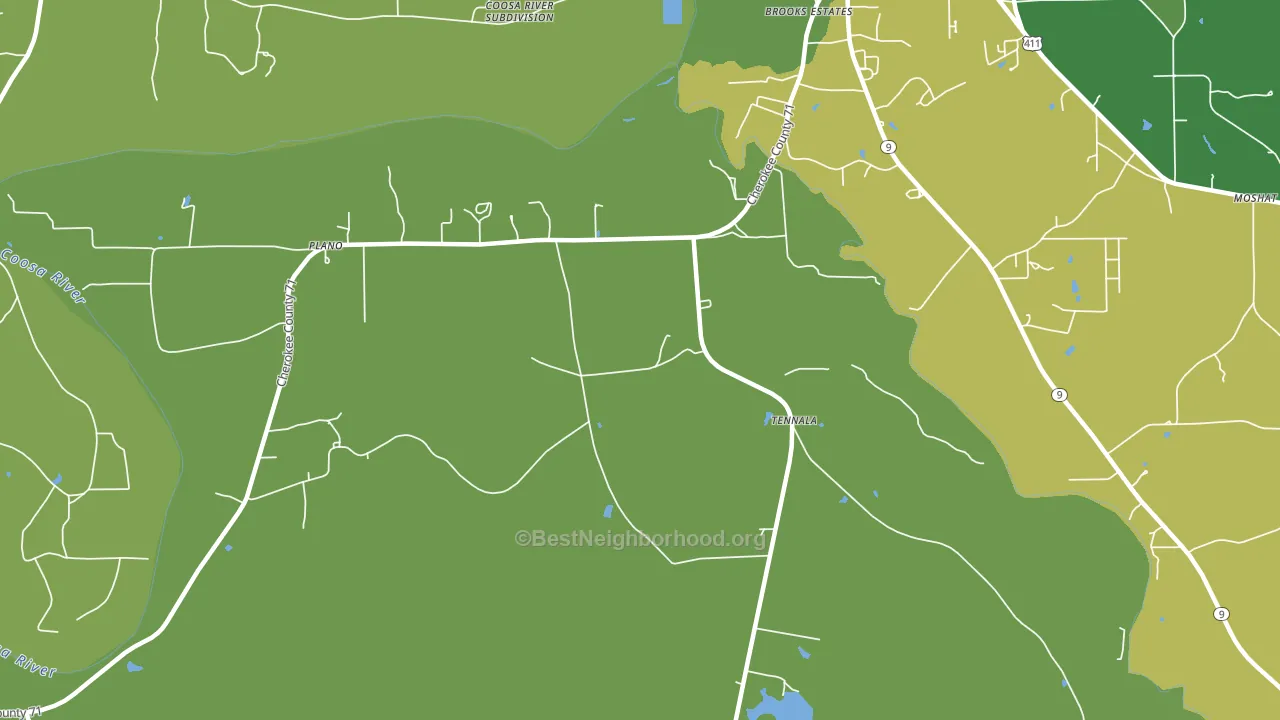 Tennala, AL block-group voter-turnout map