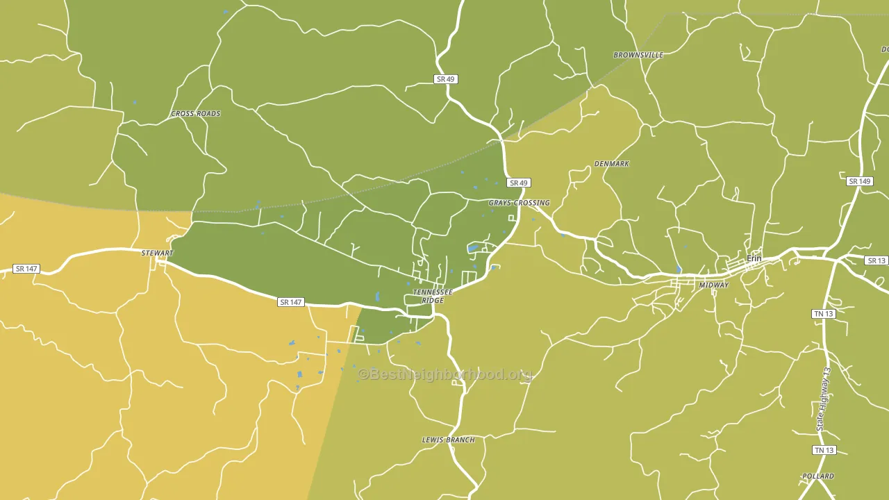 Tennessee Ridge, TN block-group voter-turnout map