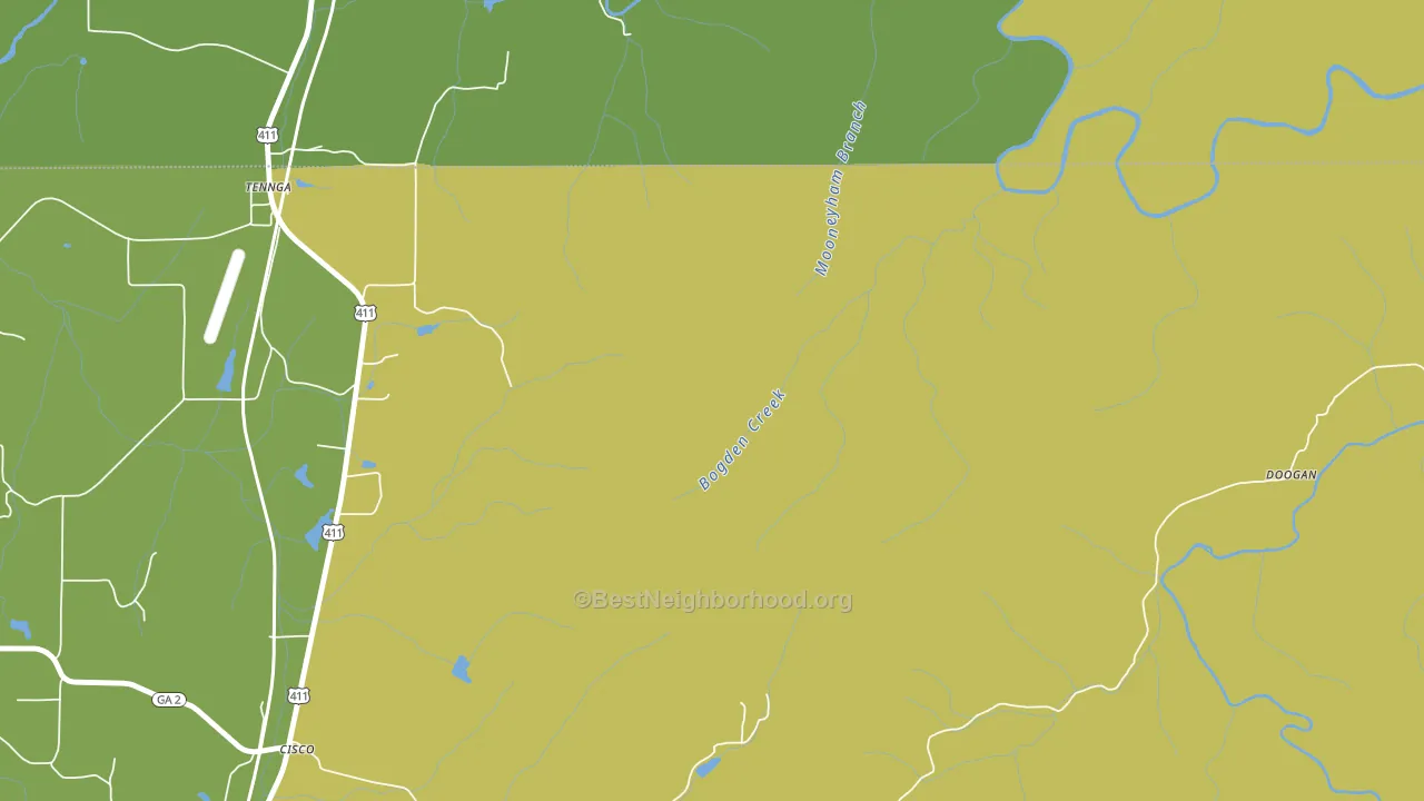 Tennga, GA block-group voter-turnout map