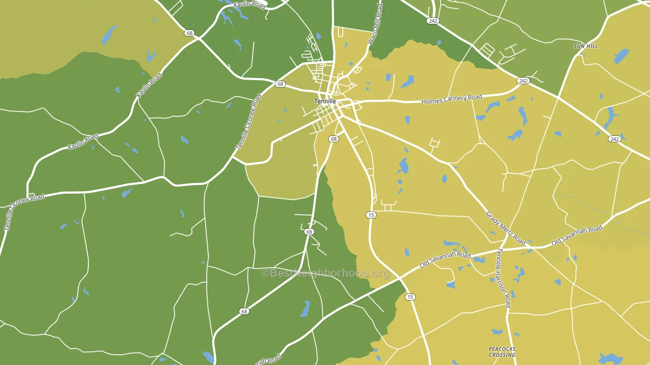 Tennille, GA block-group voter-turnout map