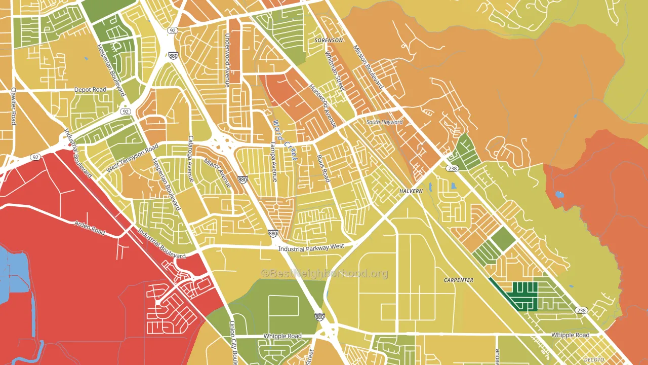 Tennyson-Alquire, Hayward, CA block-group voter-turnout map