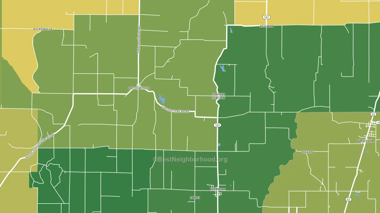 Tennyson, IN block-group voter-turnout map