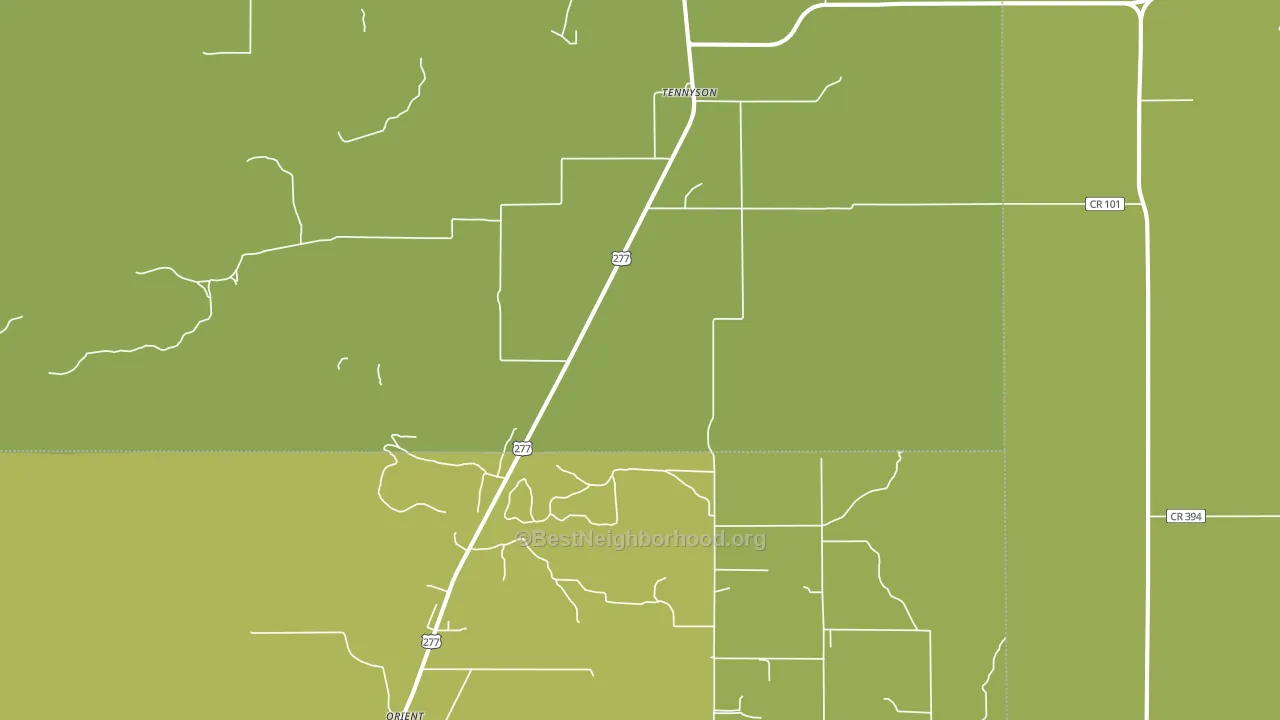 Tennyson, TX block-group voter-turnout map