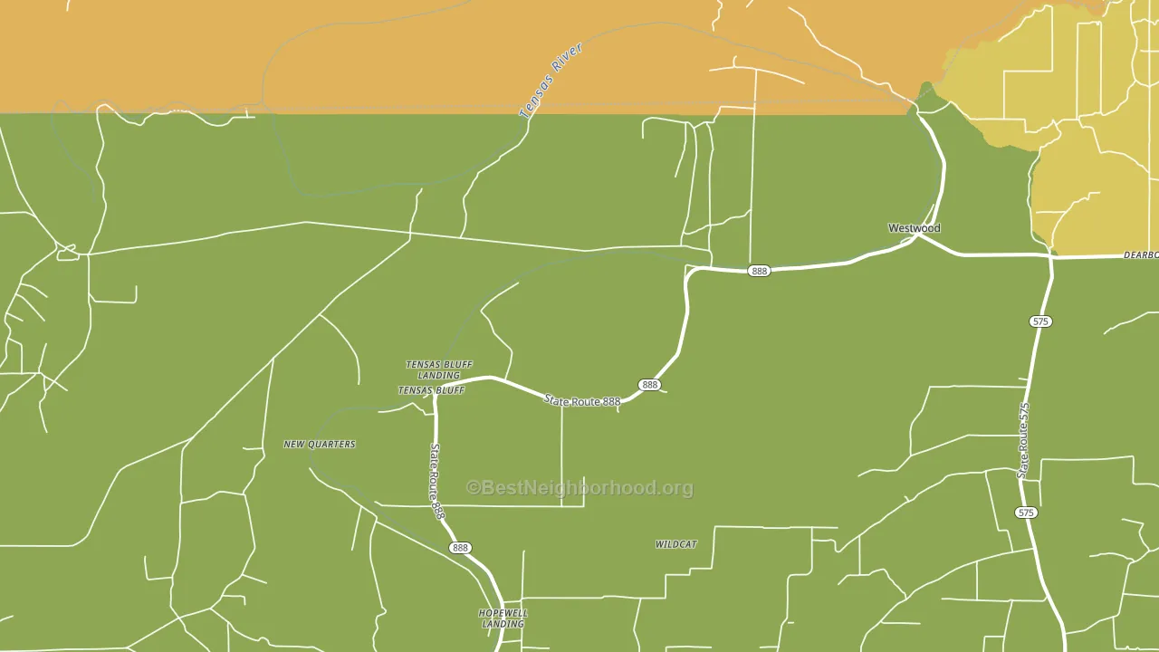 Tensas Bluff, LA block-group voter-turnout map