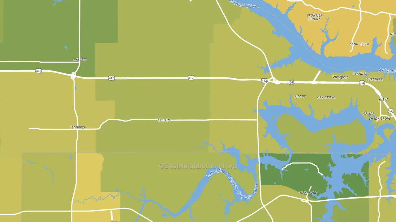 Terlton, OK block-group voter-turnout map