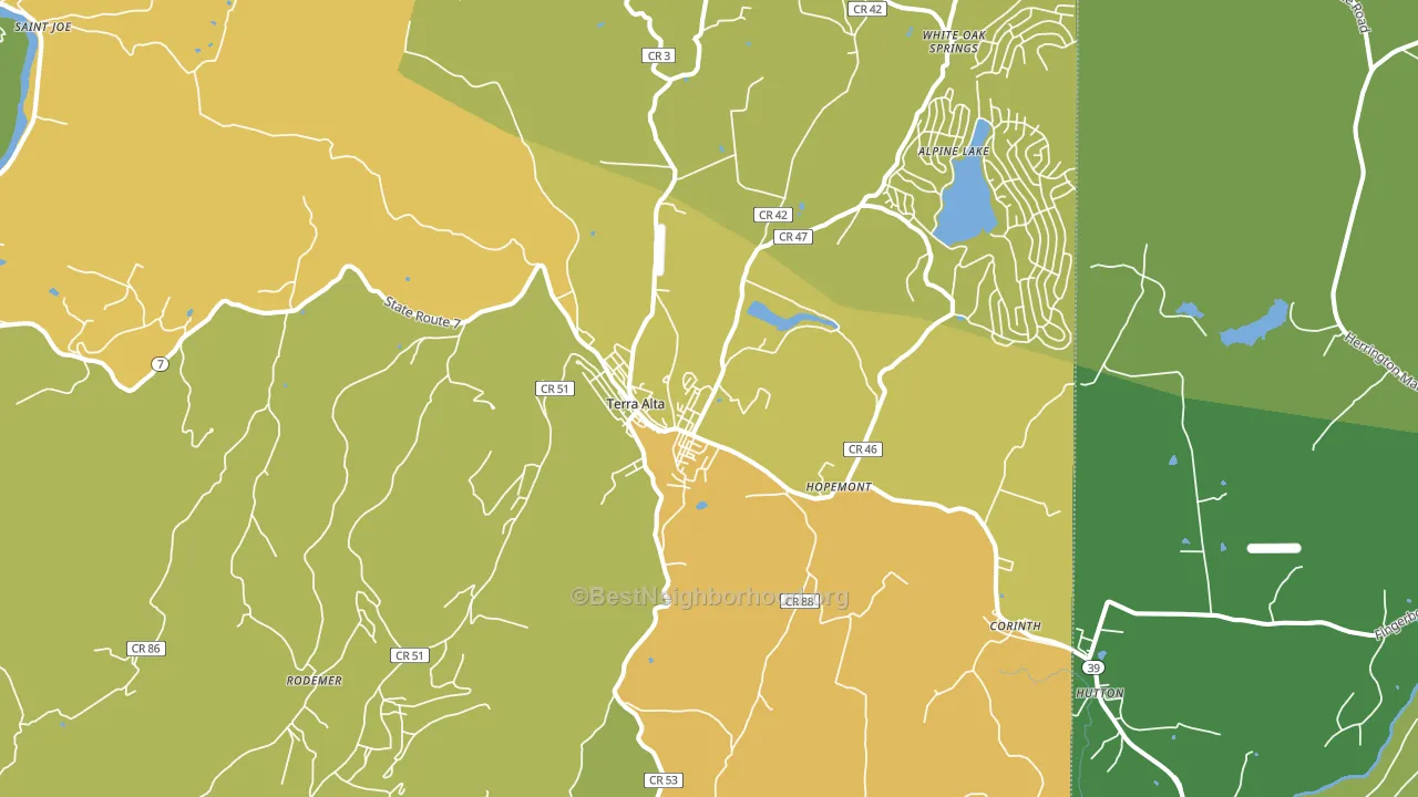 Terra Alta, WV block-group voter-turnout map