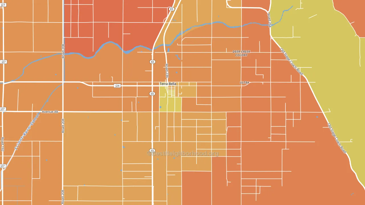 Terra Bella, CA block-group voter-turnout map