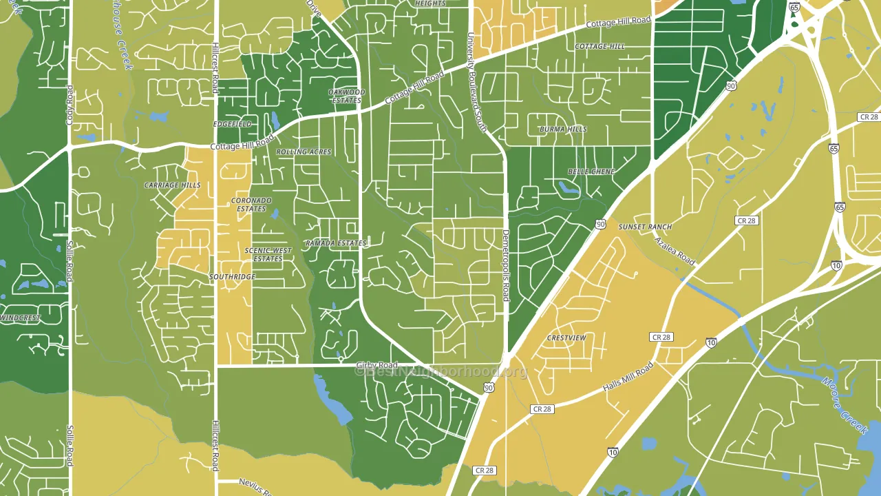Terrace Hills, Mobile, AL block-group voter-turnout map