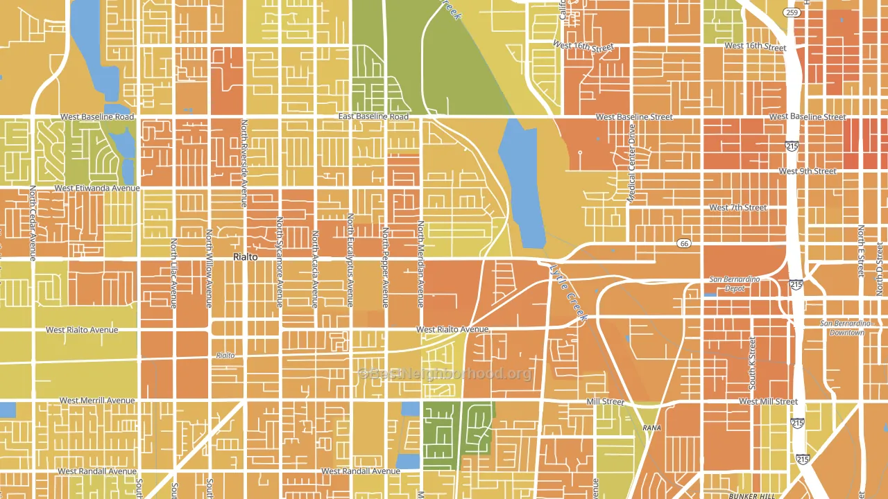 Terrace, San Bernardino, CA block-group voter-turnout map