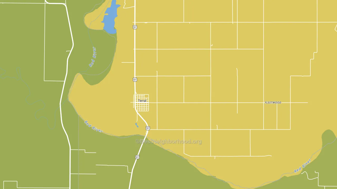 Terral, OK block-group voter-turnout map