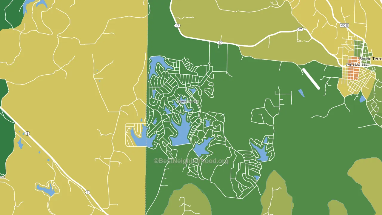 Terre du Lac, MO block-group voter-turnout map