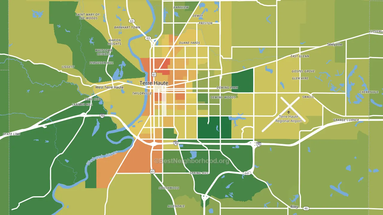 Terre Haute, IN block-group voter-turnout map