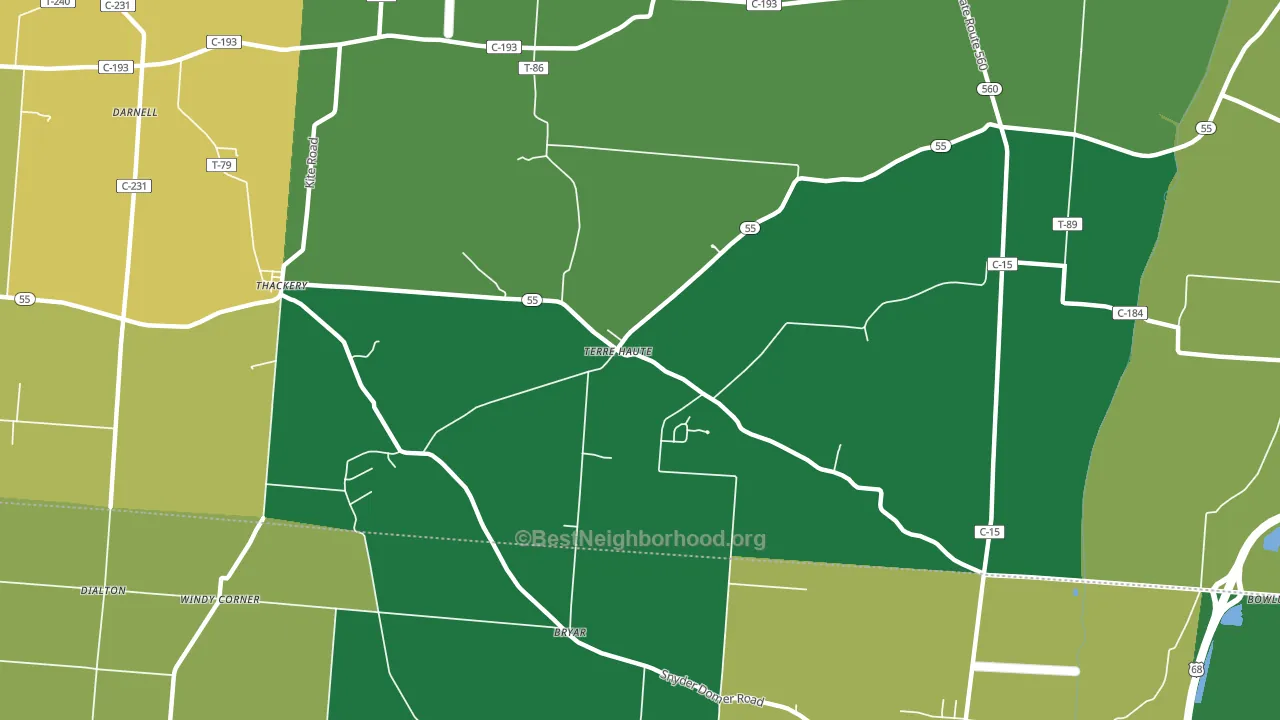 Terre Haute, OH block-group voter-turnout map