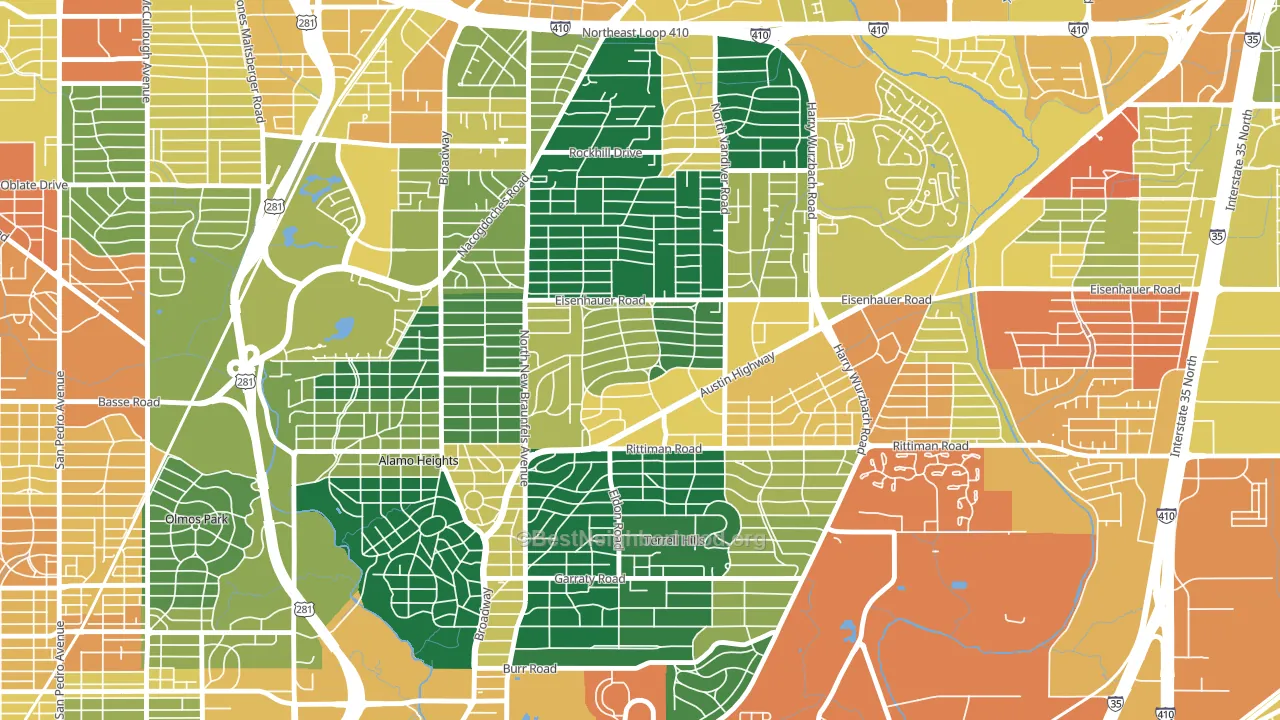 Terrell Heights, San Antonio, TX block-group voter-turnout map
