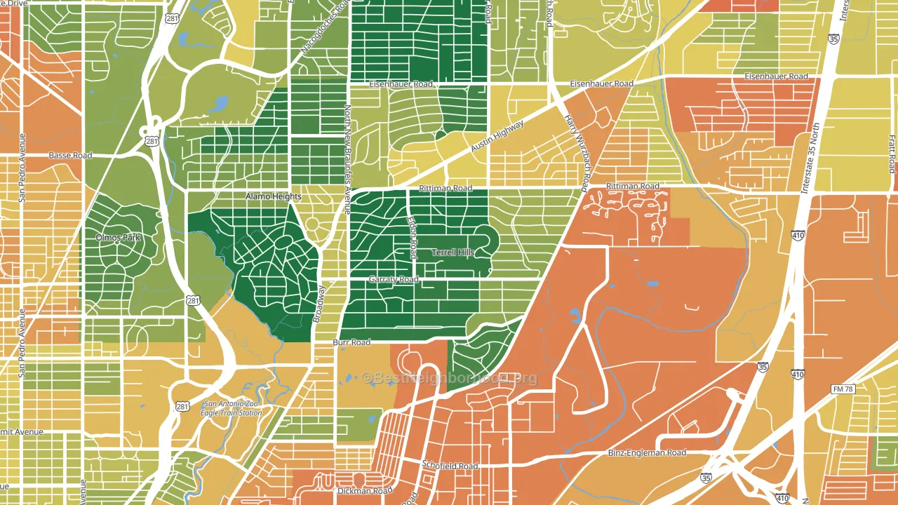 Terrell Hills, TX block-group voter-turnout map