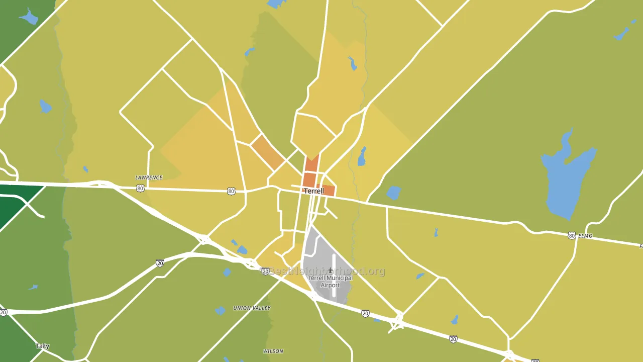 Terrell, TX block-group voter-turnout map