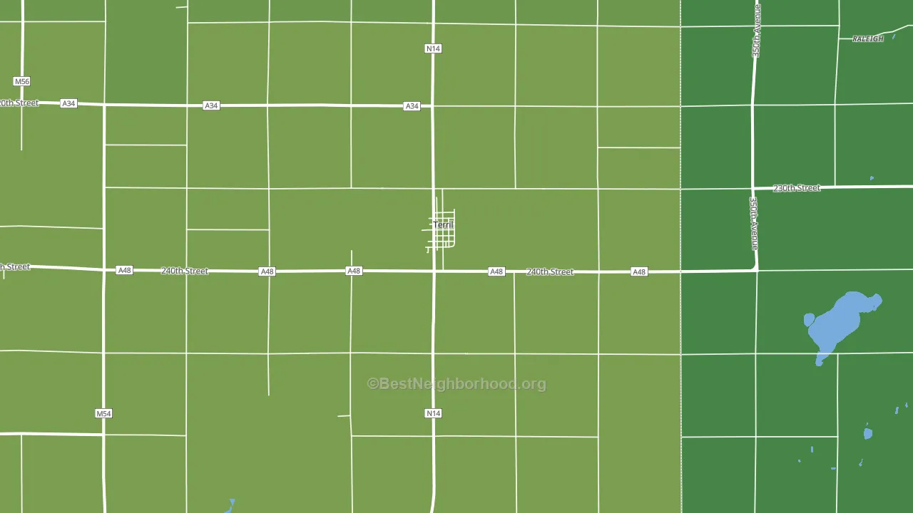 Terril, IA block-group voter-turnout map