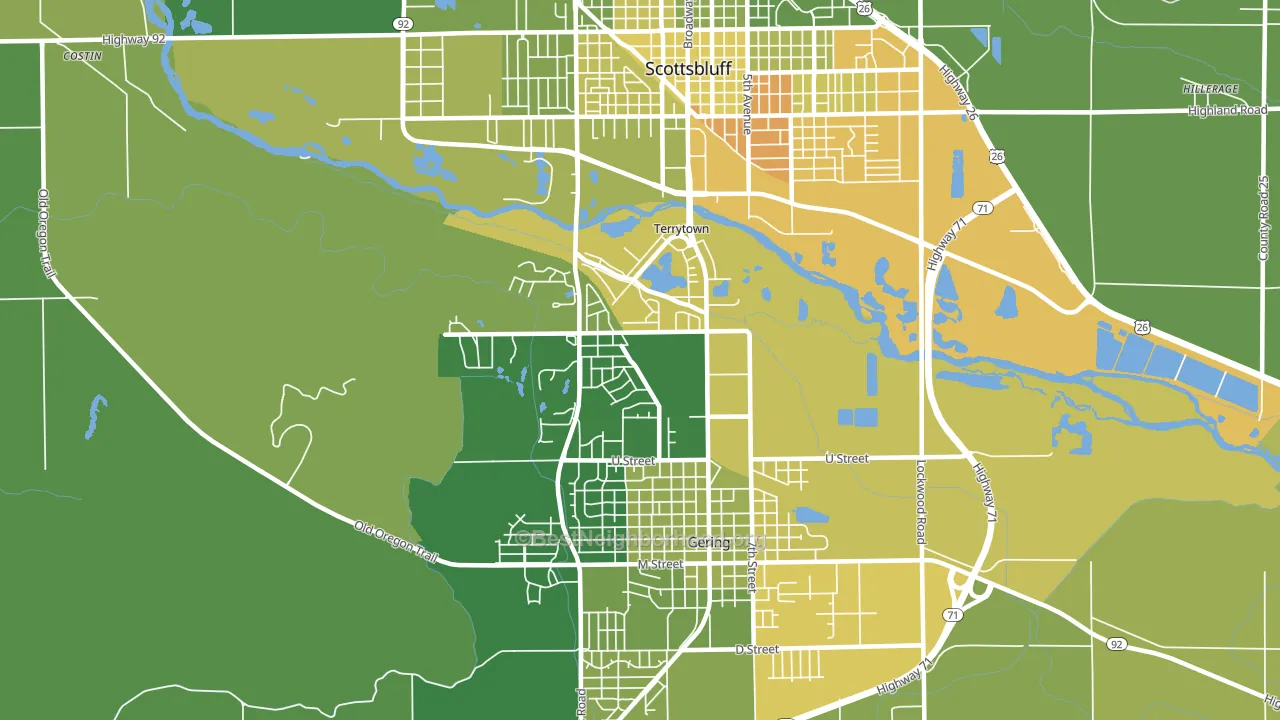 Terrytown, NE block-group voter-turnout map