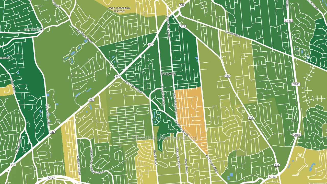 Terryville, NY block-group voter-turnout map