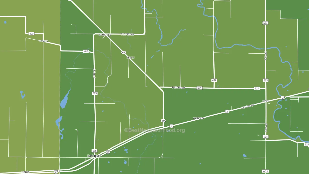 Tesch, MI block-group voter-turnout map