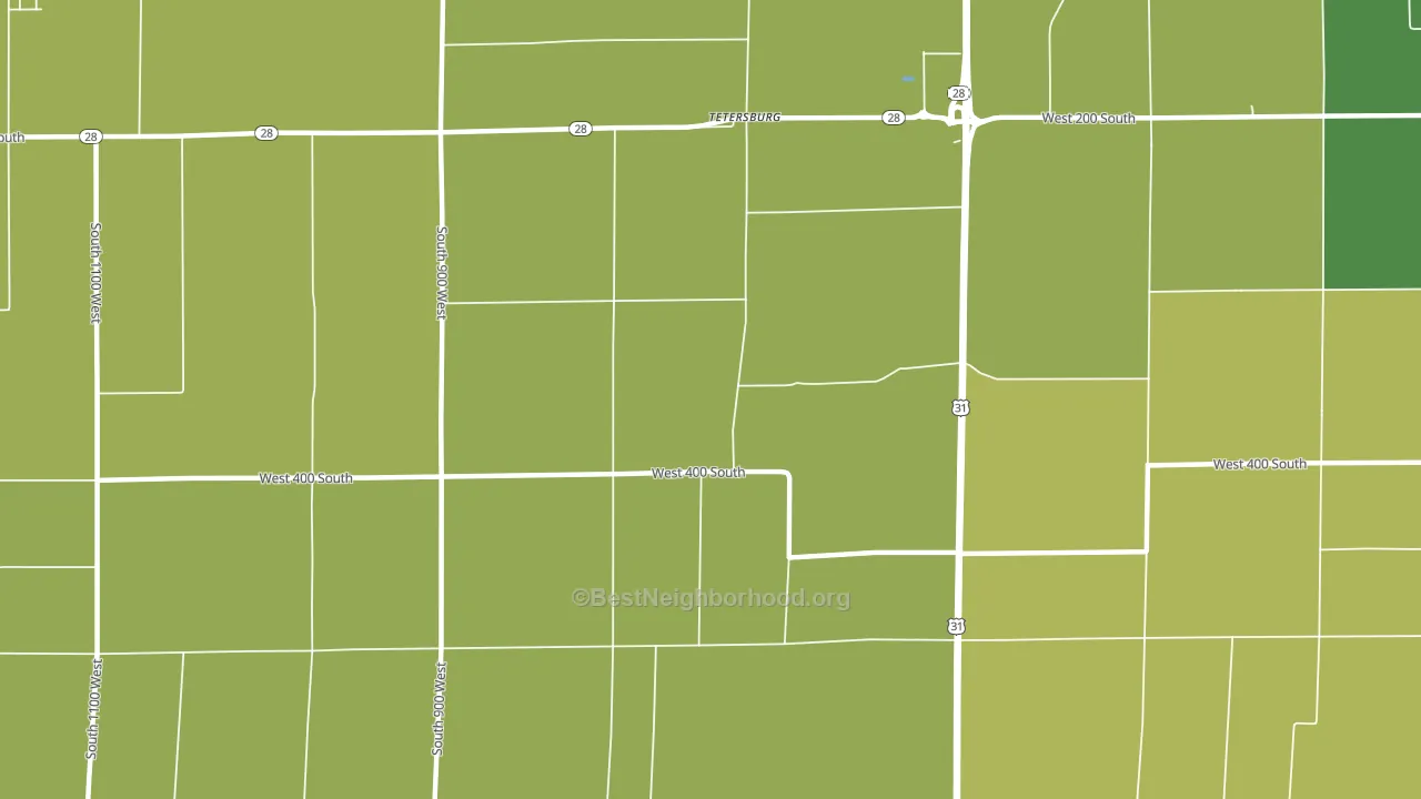Tetersburg, IN block-group voter-turnout map