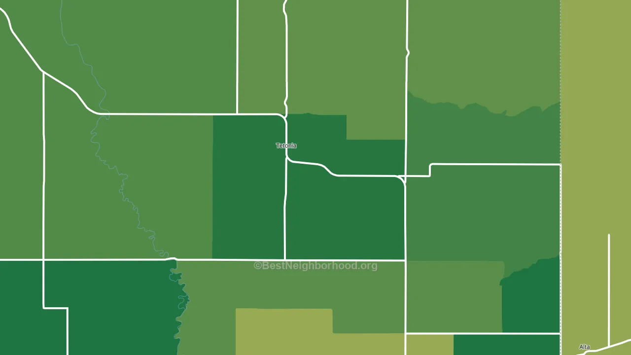 Tetonia, ID block-group voter-turnout map