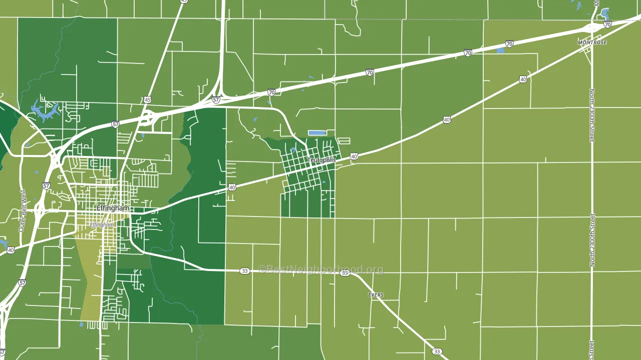 Teutopolis, IL block-group voter-turnout map