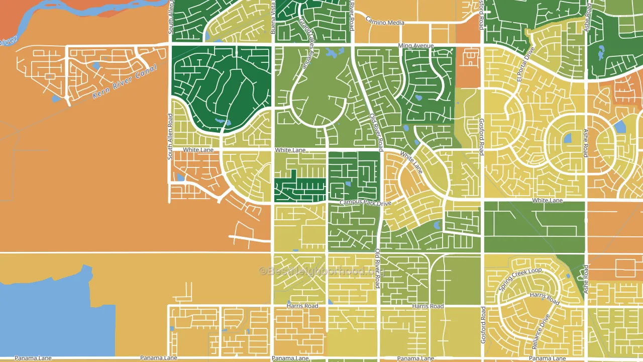 Tevis Ranch, Bakersfield, CA block-group voter-turnout map