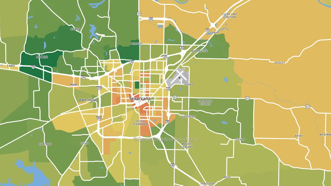 Texarkana, AR block-group voter-turnout map