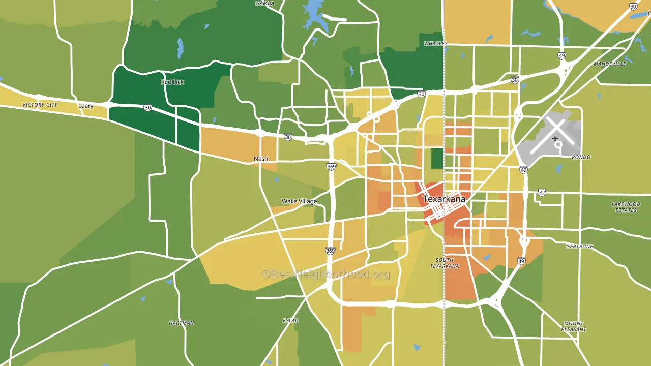 Texarkana, TX block-group voter-turnout map