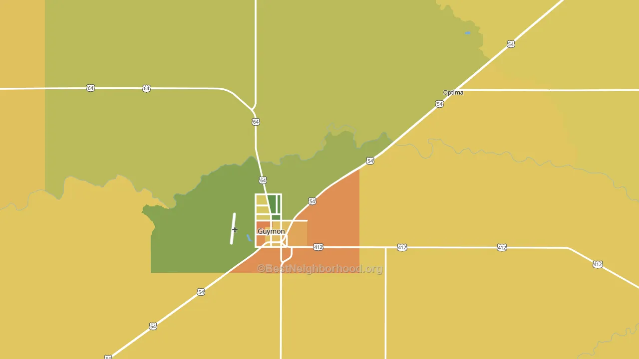 Texas County, OK block-group voter-turnout map
