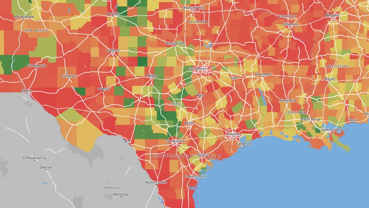 Texas block-group voter-turnout map