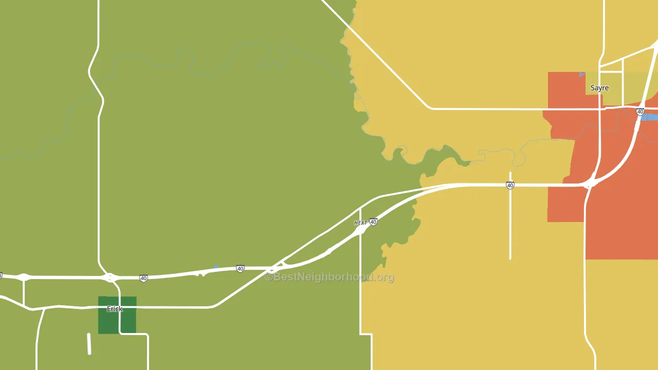 Texola, OK block-group voter-turnout map