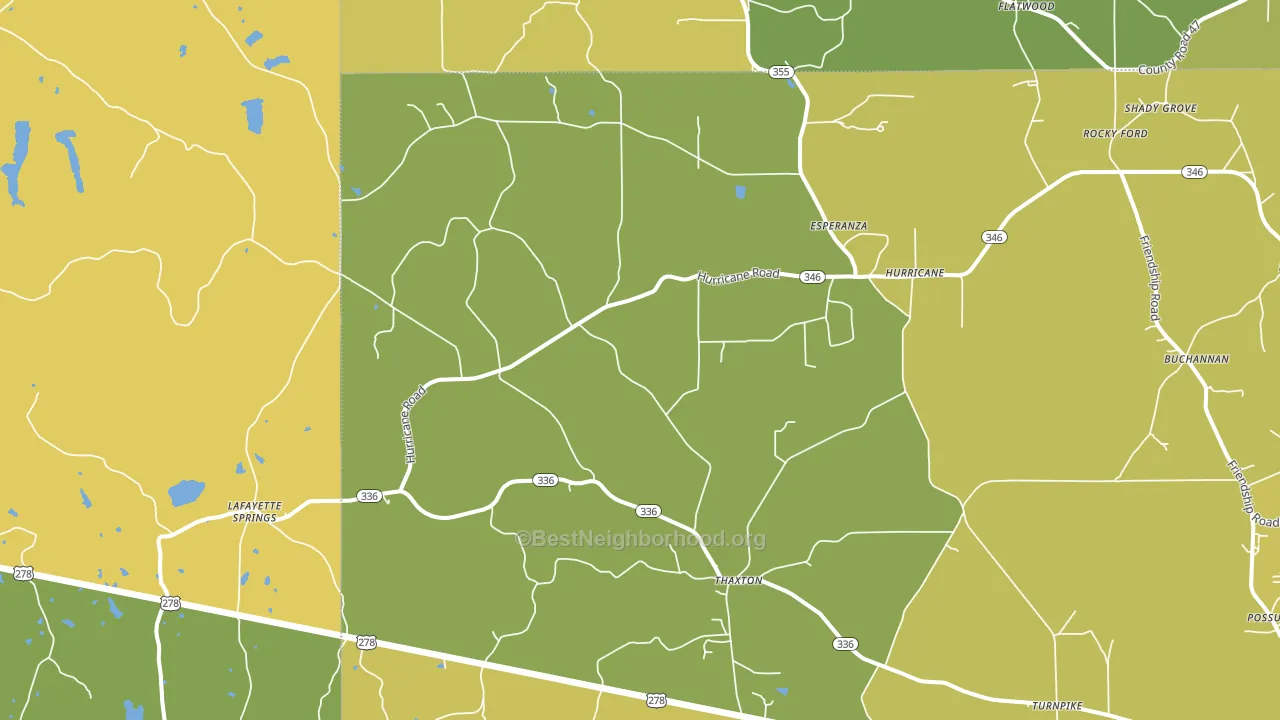 Thaxton, MS block-group voter-turnout map