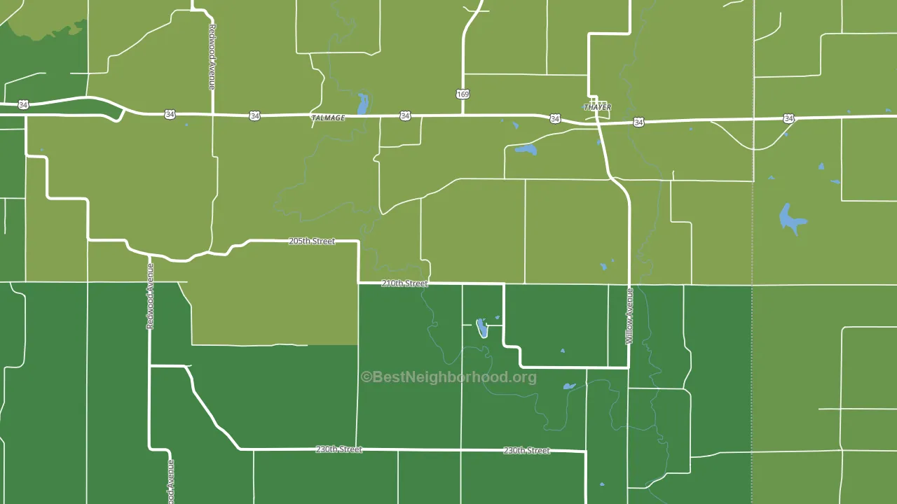 Thayer, IA block-group voter-turnout map