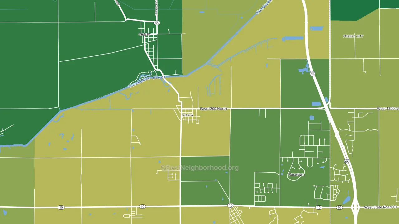 Thayer, IN block-group voter-turnout map