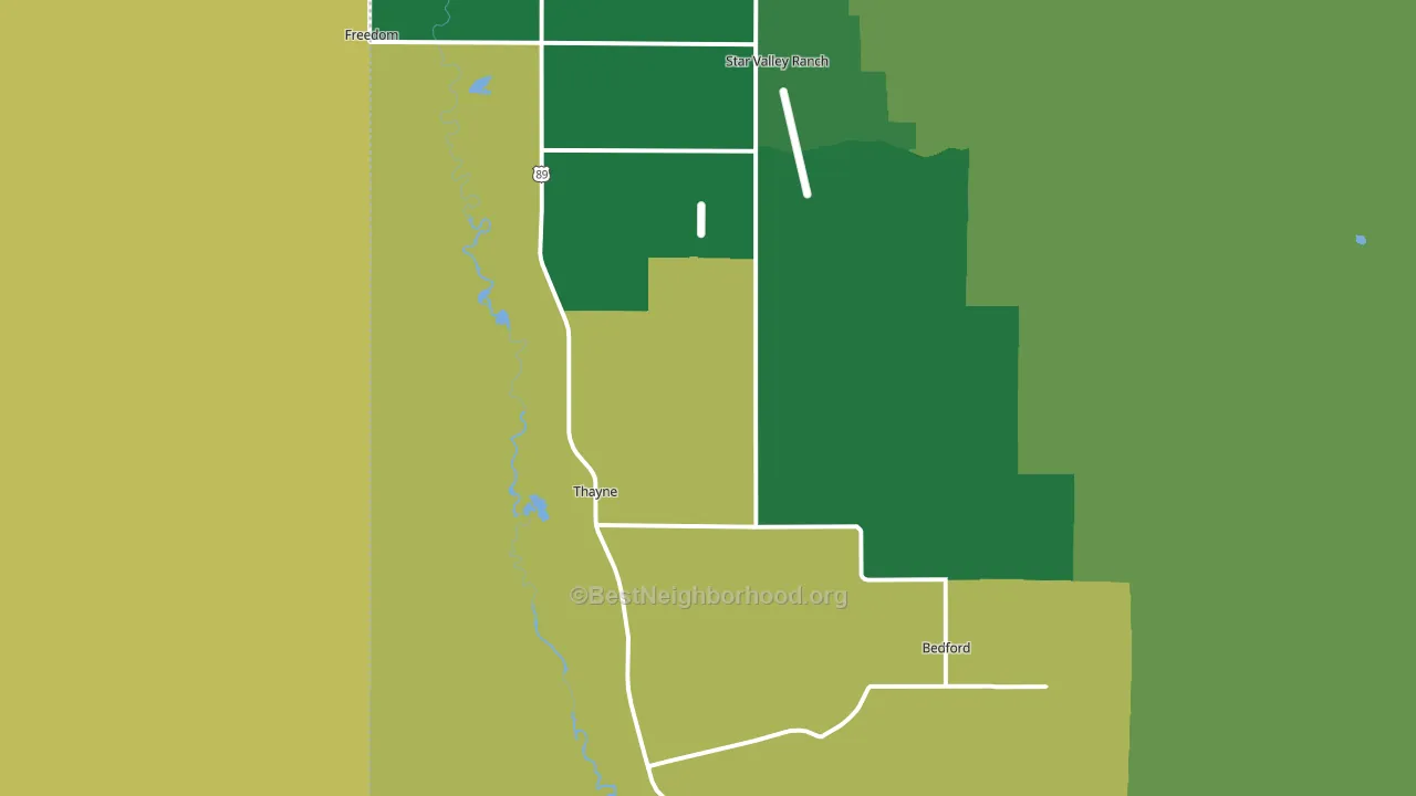 Thayne, WY block-group voter-turnout map