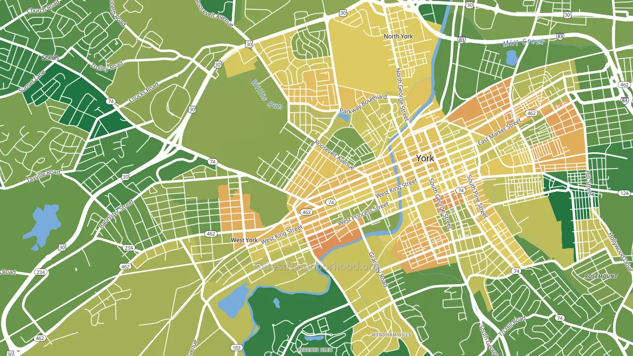 The Avenues, York, PA block-group voter-turnout map