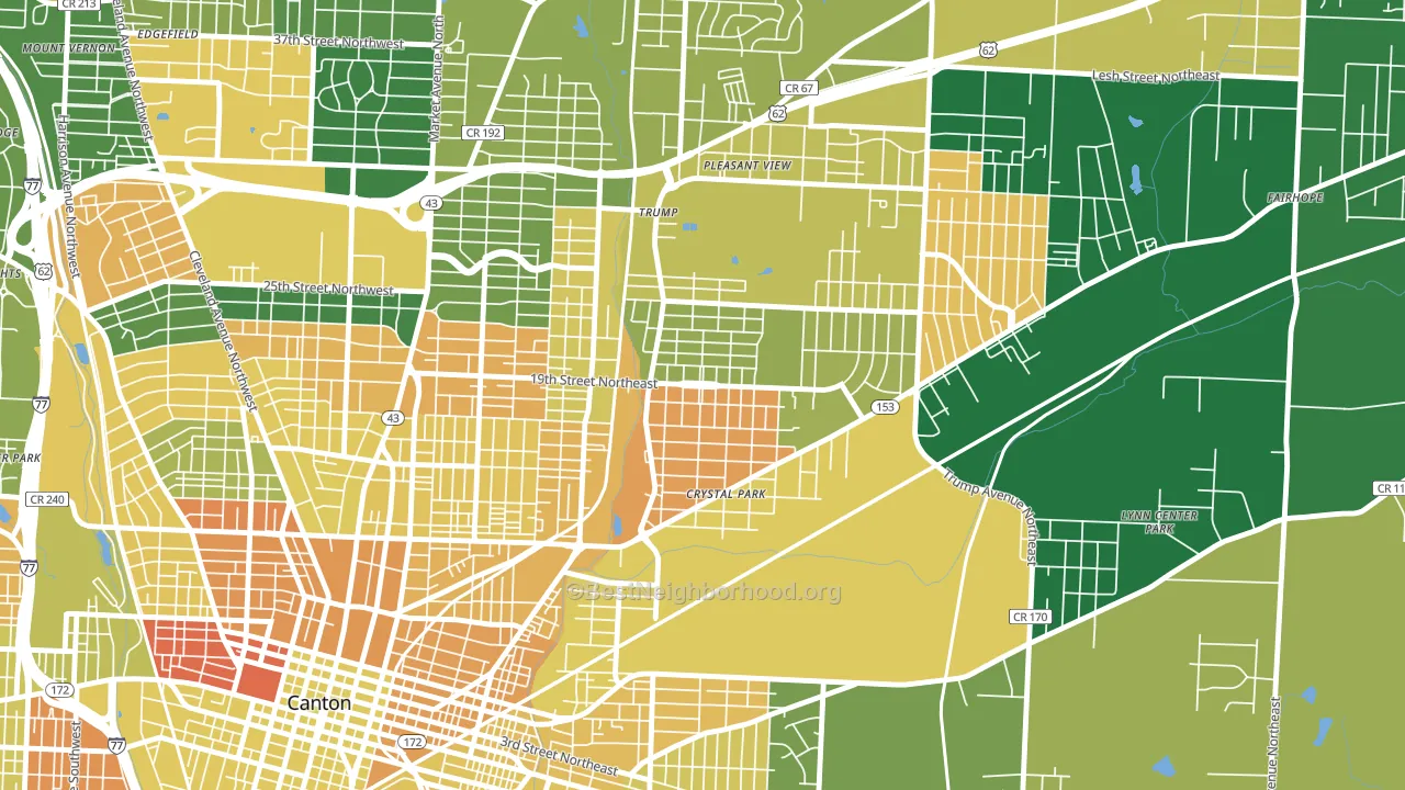 The Boulevards, Canton, OH block-group voter-turnout map
