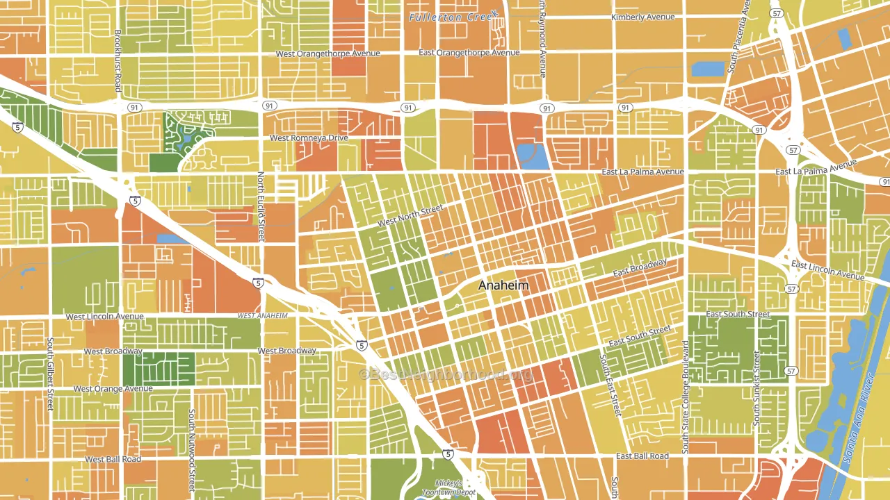 The Colony, Anaheim, CA block-group voter-turnout map