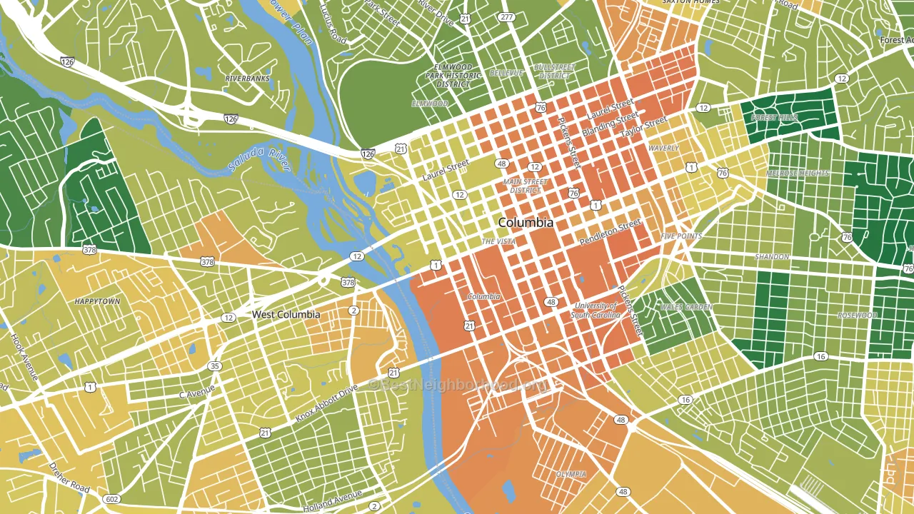 The Congaree Vista, Columbia, SC block-group voter-turnout map