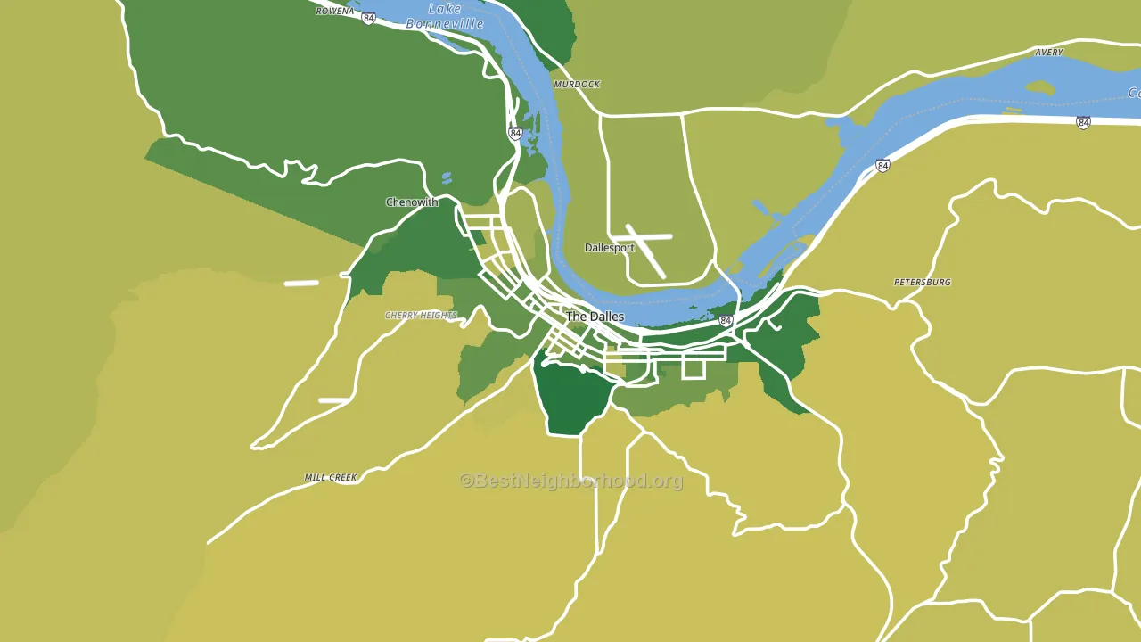 The Dalles, OR block-group voter-turnout map