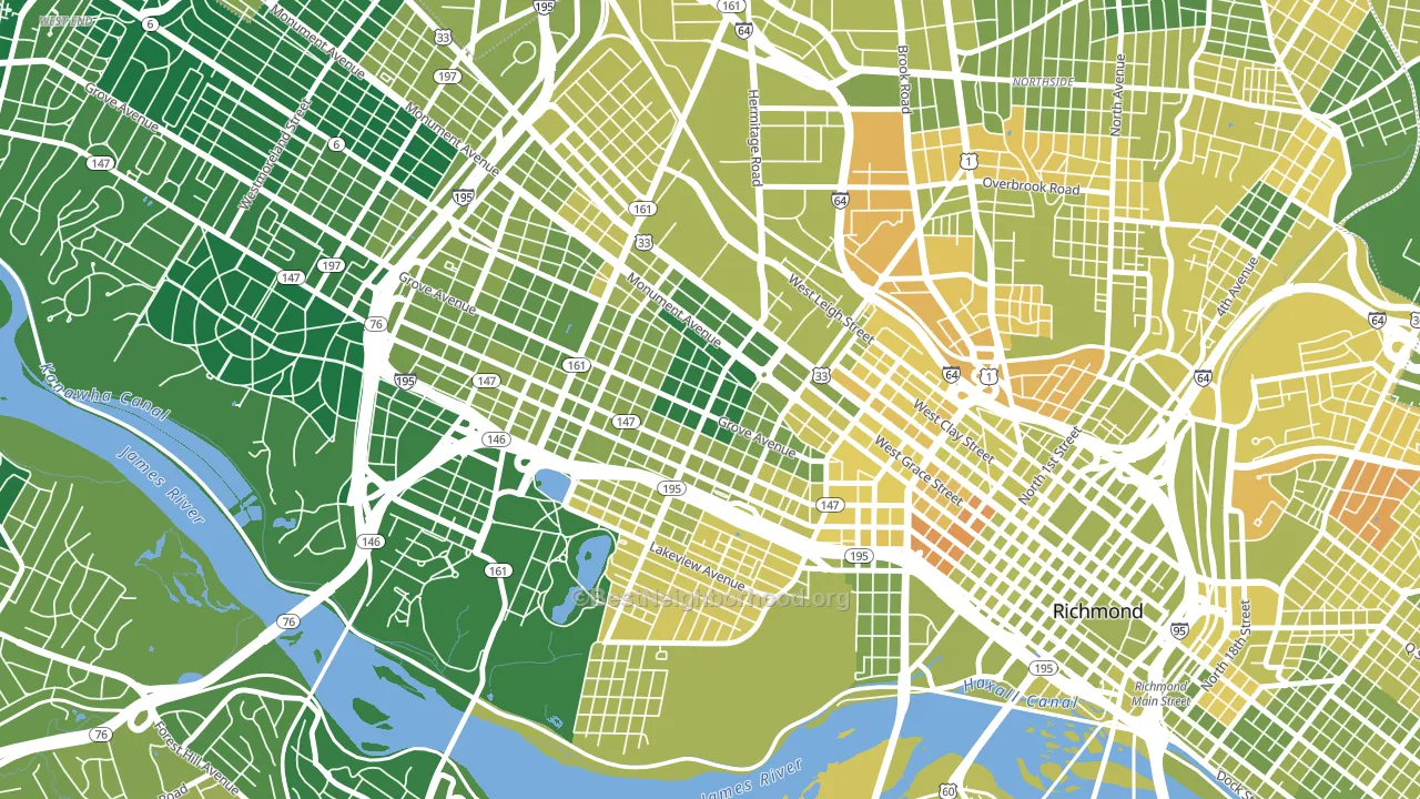 The Fan, Richmond, VA block-group voter-turnout map
